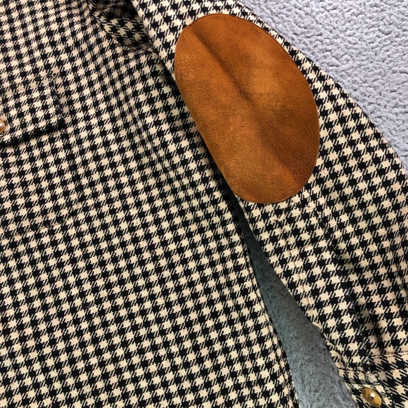 RRL Ralph Lauren Shirt Mens XL Beige Houndstooth Wool Elbow Patch Made In USA - Picture 5 of 15